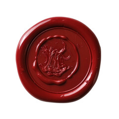 Red wax seal with floral pattern transparent background