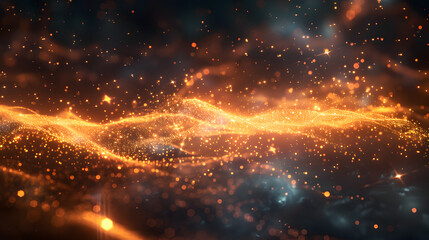 Wall Mural - effect of plexus large data visualization on cosmic particles on an abstract digital background