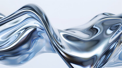 Wall Mural - metallic abstract wavy liquid background. generative ai.