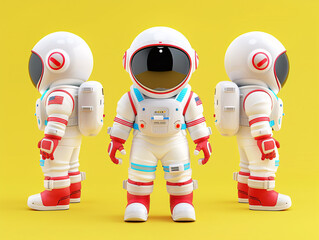 a group of white astronaut toys