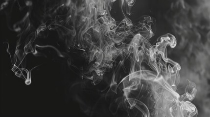 Poster - A close-up of cigarette smoke swirling in the air against a dark background, highlighting the intricate patterns and textures.