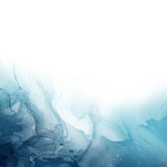 Wall Mural - blue watercolor alcohol ink paint liquid fluid isolated on transparent background for design element