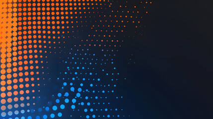 Wall Mural - orange dot blue on dark gradient background. generative ai.