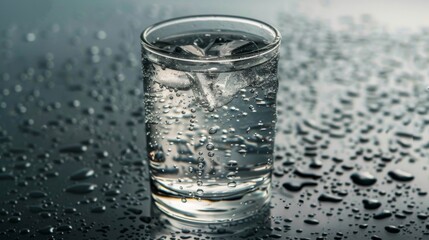 Aufkleber - A glass of water with condensation droplets forming on the exterior, indicating its refreshing and chilled temperature.