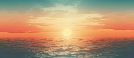 Wall Mural - summer sunset over the sea with a circular abstract texture perfect for use as a background in image