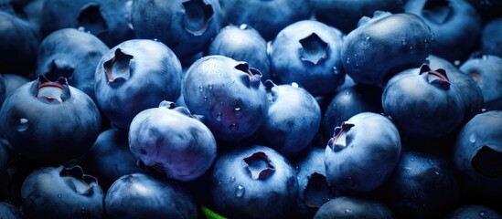 Canvas Print - Fresh blueberries arranged attractively on a background with copy space image