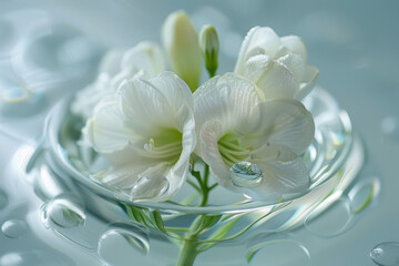 Poster - Fresh white flower with water drop