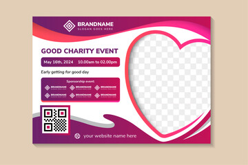 good charity event flyer banner, horizontal layout life charity existence promotion, education progr
