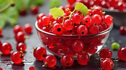 Wall Mural - Fresh red currant with water drops