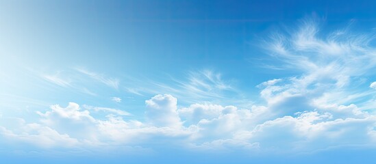 Poster - blurred gradient representing serene nature with a beautiful blue sky and clouds drifting in the win