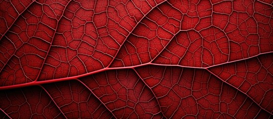Wall Mural - View from below showing a detailed red leaf vein with copy space image