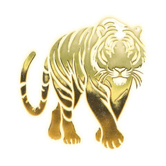 Wall Mural - Very realistic golden tiger, alpha channel, transparent background	