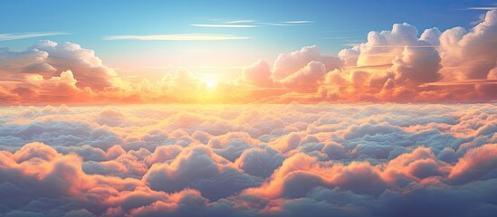 Wall Mural - Vibrant clouds during sunrise with a copy space image available