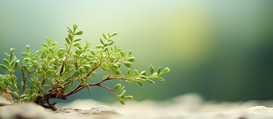 Wall Mural - mistletoe cactus rhipsalis quellebambensis featured in a picture with a defocused background providi