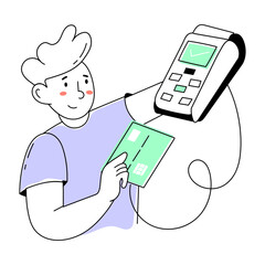 Captivating doodle mini illustration of pos payment 