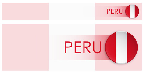 Wall Mural - Peru flag horizontal web banner in modern neomorphism style. Webpage Peruvian country header button for mobile application or internet site. Vector