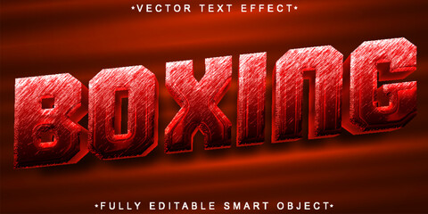 Poster - Red Shiny Boxing Fighter Vector Fully Editable Smart Object Text Effect