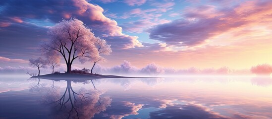 Wall Mural - An amazing morning landscape shot captures surreal sky colors with everything appearing just as stunning in this stunning image with the perfect copy space