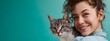© CYBERUSS - Happy Young Animal Shelter Board Member Radiating Joy and Dedication in Colorful Portrait