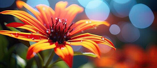 Sticker - Detailed close up of a vibrant flower in a natural setting with copy space image