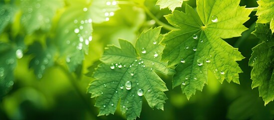 Sticker - A close up image showing downy mildew on green grape leaves with copy space