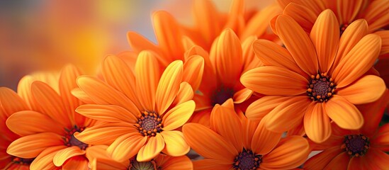 Wall Mural - Vivid orange blooms to adorn your desktop background with a captivating copy space image