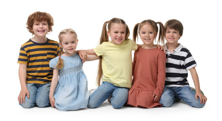 Sticker - Group of cute children on white background