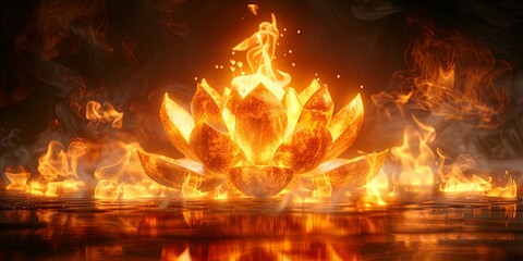 Wall Mural - a flower with a flame on top of it