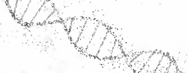 Wall Mural - 3d rendering of a dna double helix structure with spheres on a white background with copy space. gen