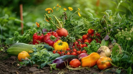 Canvas Print - Harvest organic vegetables in the garden. Selective focus.