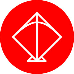 Kite Line White Circle Red Icon Design