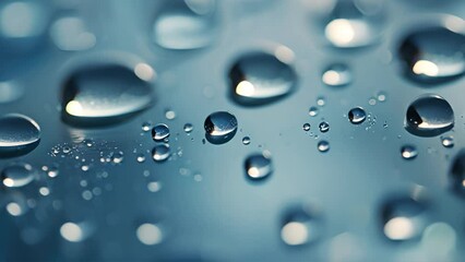 Poster - Authentic clear water drops fall from the sky on the glass