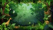 © Thavesak - Create an image frame for World Environment Day with lush green forests and vibrant wildlife, leaving the center empty for a personal message or image