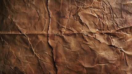 Canvas Print - Close-up of aged brown parchment with visible creases and texture.