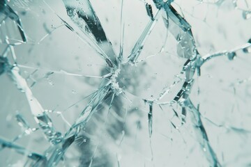 Sticker - Cracked glass window with water droplets, suitable for backgrounds and textures