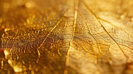 Gleaming gold leaf texture close-up