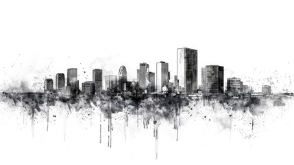 Wall Mural - Office Building Sketch: Denver Skyline Abstract Cityscape Illustration
