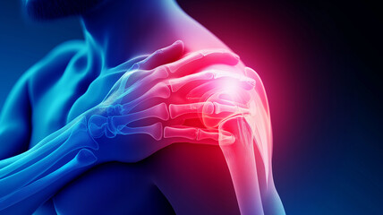 Shoulder muscle pain x-ray concept, medical treatment, rehabilitation and injury concept.