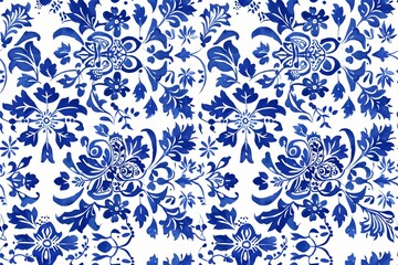 seamless pattern with santorini-inspired blue and white tile designs intricate blue and white geomet