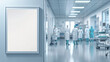 © MCGORIE - Blank empty white picture frame mockup in a hospital corridor