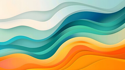 Wall Mural - white green blue orange yellow waves gradient background. generative ai.