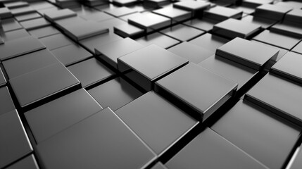 Wall Mural - A close up of a black cube with a silver border. The cubes are arranged in a pattern and are all the same size