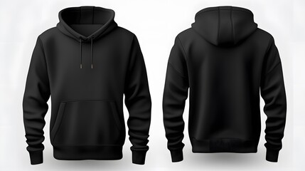Wall Mural - Black hoodie hoody. Front and back views. Generative AI.