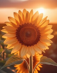 Wall Mural - sunflower on sunset background sunflower, flower, nature, summer, yellow, sun, plant