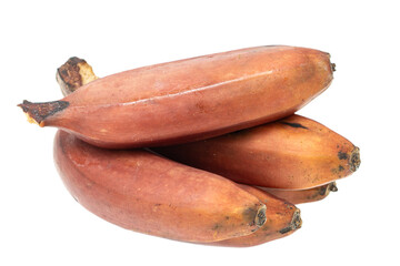 bananas with brown peel on white background.