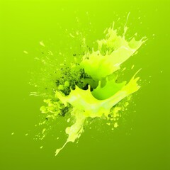 Wall Mural - Vibrant green paint splash against a matching background, creating a lively and dynamic visual effect, perfect for creative design projects.