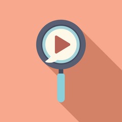 Wall Mural - illustration of a modern flat design video search concept with magnifying glass symbol, icon, and pl