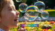 © lonelyArt - A happy child is blowing bubbles in a park on Children's Day.