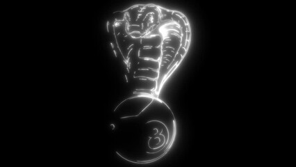 Wall Mural - Cobra head in white line on black background