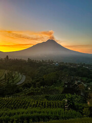 Wall Mural - landscape with volcano and clouds